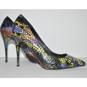 LFL Neon Snake Skin Pattern High Heels | 80's vibe